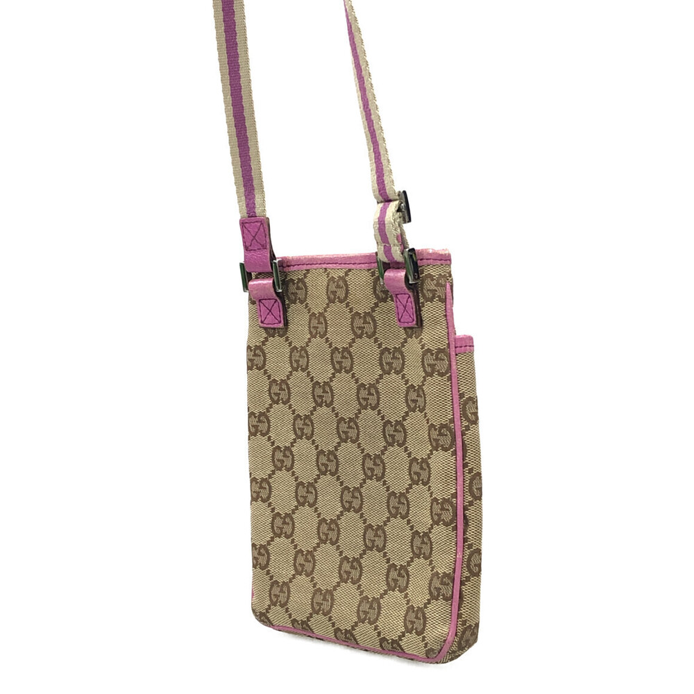 Gucci Brown trim pink Crossbody Canvas GG Bag Web